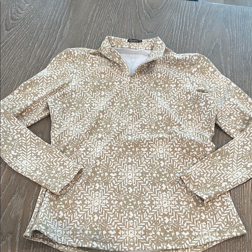 Patterned Beige Long Sleeve Top